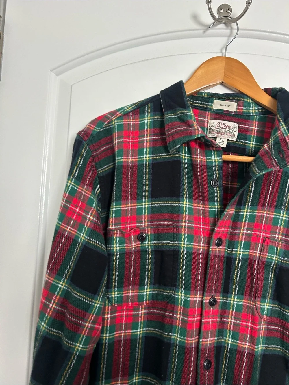 J. Crew Midweight Flannel Workshirt Plaid Size XL Preppy Fall Utility Minimalist